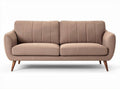 Fabric upholstered 2-seater sofa in light brown with wooden legs 200 x 90 x 85cm