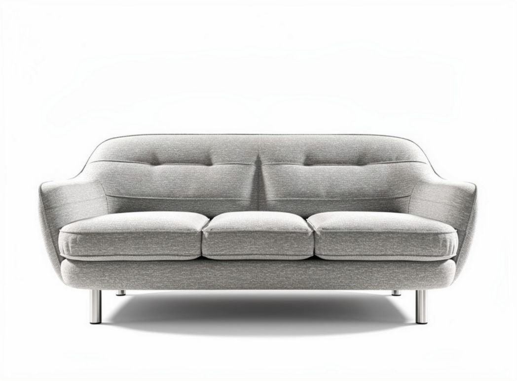 Two-seater sofa in light gray fabric with modern design and metal legs 200 x 90 x 85cm