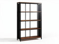 Industrial style bookshelf with seven shelves and black metal frame