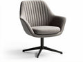 Swivel accent chair in light gray fabric with black metal base 80 x 80 x 85cm