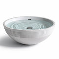 Round ceramic fountain basin for outdoor landscaping 40 x 40 x 15cm in white