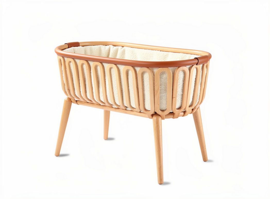 Wooden baby bassinet with removable fabric liner 85 x 45 x 70cm