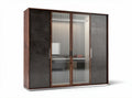 Modern wooden wardrobe with glass sliding doors 180 x 60 x 200cm