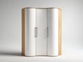 Curved design wardrobe with wooden frame and white textured doors 90 x 40 x 180cm